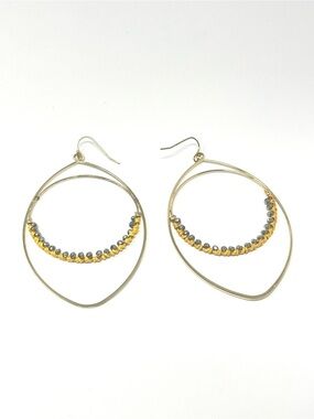 New Anthropologie Hoop Beaded Earrings Gold